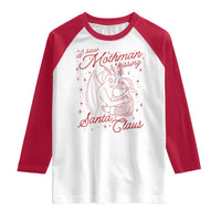 I Saw Mothman Kissing Santa Claus Raglan Shirt Funny Cryptid Christmas Gag Gift - Wonder Print Shop