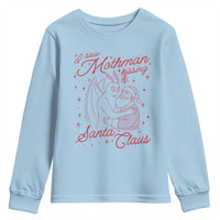 I Saw Mothman Kissing Santa Claus Youth Sweatshirt Funny Cryptid Christmas Gag Gift - Wonder Print Shop