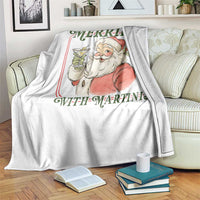 Merrier With Martinis Throw Blanket Funny Retro Santa Christmas Cocktail Lover - Wonder Print Shop