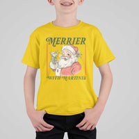 Merrier With Martinis T Shirt For Kid Funny Retro Santa Christmas Cocktail Lover - Wonder Print Shop