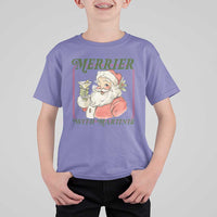 Merrier With Martinis T Shirt For Kid Funny Retro Santa Christmas Cocktail Lover - Wonder Print Shop