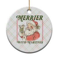 Merrier With Martinis Ceramic Ornament Funny Retro Santa Christmas Cocktail Lover - Wonder Print Shop
