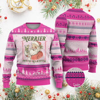 Merrier With Martinis Ugly Christmas Sweater Funny Retro Santa Xmas Cocktail Lover - Wonder Print Shop