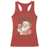 Merrier With Martinis Racerback Tank Top Funny Retro Santa Christmas Cocktail Lover - Wonder Print Shop
