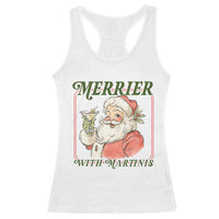 Merrier With Martinis Racerback Tank Top Funny Retro Santa Christmas Cocktail Lover - Wonder Print Shop