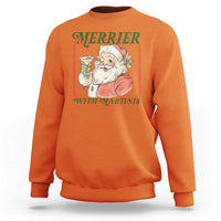 Merrier With Martinis Sweatshirt Funny Retro Santa Christmas Cocktail Lover - Wonder Print Shop