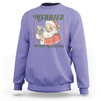 Merrier With Martinis Sweatshirt Funny Retro Santa Christmas Cocktail Lover - Wonder Print Shop
