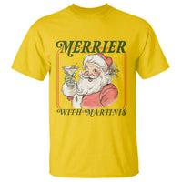 Merrier With Martinis T Shirt Funny Retro Santa Christmas Cocktail Lover - Wonder Print Shop