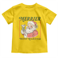 Merrier With Martinis Toddler T Shirt Funny Retro Santa Christmas Cocktail Lover - Wonder Print Shop