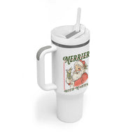 Merrier With Martinis Tumbler With Handle Funny Retro Santa Christmas Cocktail Lover - Wonder Print Shop