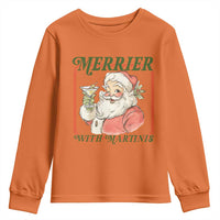 Merrier With Martinis Youth Sweatshirt Funny Retro Santa Christmas Cocktail Lover - Wonder Print Shop