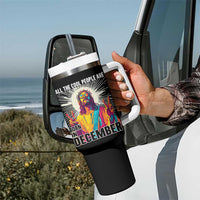 All the Cool People Are Born in December Tumbler With Handle Funny Trippy Neon Jesus Birthday Meme - Wonder Print Shop