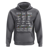 Deck the Halls with Guns and Ammo Hoodie Funny Pew Pew Christmas Meme for Second Amendment Fans - Wonder Print Shop