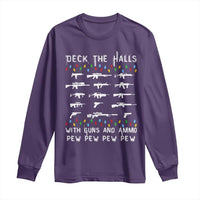 Deck the Halls with Guns and Ammo Long Sleeve Shirt Funny Pew Pew Christmas Meme for Second Amendment Fans - Wonder Print Shop