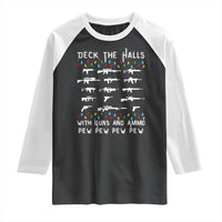 Deck the Halls with Guns and Ammo Raglan Shirt Funny Pew Pew Christmas Meme for Second Amendment Fans - Wonder Print Shop