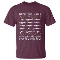 Deck the Halls with Guns and Ammo T Shirt Funny Pew Pew Christmas Meme for Second Amendment Fans - Wonder Print Shop