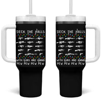 Deck the Halls with Guns and Ammo Tumbler With Handle Funny Pew Pew Christmas Meme for Second Amendment Fans - Wonder Print Shop