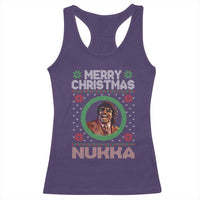 Funny Retro Merry Christmas Nukka Parody Racerback Tank Top Holiday Cheer 90s Xmas Throwback Parody - Wonder Print Shop