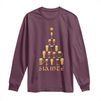 Sláinte Christmas Tree Pint Glass Long Sleeve Shirt Ale Glass Beer Drinking Lover Holiday Party - Wonder Print Shop