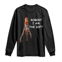 Funny Marcus the Worm in Ugly Christmas Sweater Long Sleeve Shirt Robert I Am the Gift Meme Holiday Humor - Wonder Print Shop