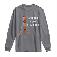 Funny Marcus the Worm in Ugly Christmas Sweater Long Sleeve Shirt Robert I Am the Gift Meme Holiday Humor - Wonder Print Shop