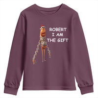 Funny Marcus the Worm in Ugly Christmas Sweater Youth Sweatshirt Robert I Am the Gift Meme Holiday Humor - Wonder Print Shop