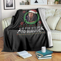 Funny Stranger Xmas Survival Wishes Throw Blanket All I Want for Christmas is Steve to Survive Fan Gift - Wonder Print Shop