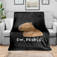 Anti Social Capybara Meme Throw Blanket Ew People Sarcastic Funny Introvert Gift - Wonder Print Shop