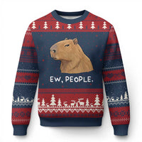 Anti Social Capybara Meme Ugly Christmas Sweater Ew People Sarcastic Funny Introvert Gift - Wonder Print Shop