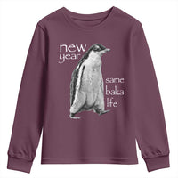 Funny New Year Same Baka Life Sarcastic Penguin Youth Sweatshirt Otaku Humor Core Cringe Meme - Wonder Print Shop