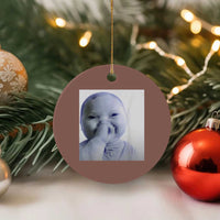 Funny Tuff Baby Giggling Meme Ceramic Ornament Viral AI Niche Baby Holding Laugh Photo - Wonder Print Shop