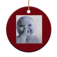 Funny Tuff Baby Giggling Meme Ceramic Ornament Viral AI Niche Baby Holding Laugh Photo - Wonder Print Shop