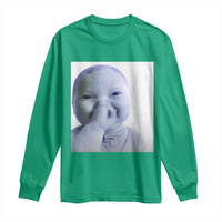 Funny Tuff Baby Giggling Meme Long Sleeve Shirt Viral AI Niche Baby Holding Laugh Photo - Wonder Print Shop
