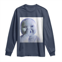 Funny Tuff Baby Giggling Meme Long Sleeve Shirt Viral AI Niche Baby Holding Laugh Photo - Wonder Print Shop
