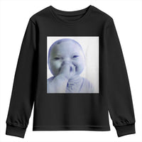 Funny Tuff Baby Giggling Meme Youth Sweatshirt Viral AI Niche Baby Holding Laugh Photo - Wonder Print Shop