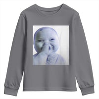 Funny Tuff Baby Giggling Meme Youth Sweatshirt Viral AI Niche Baby Holding Laugh Photo - Wonder Print Shop