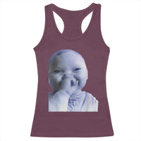 Funny Tuff Baby Giggling Meme Racerback Tank Top Viral AI Niche Baby Holding Laugh Face - Wonder Print Shop