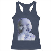 Funny Tuff Baby Giggling Meme Racerback Tank Top Viral AI Niche Baby Holding Laugh Face - Wonder Print Shop