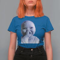 Funny Tuff Baby Giggling Meme T Shirt For Women Viral AI Niche Baby Holding Laugh Face - Wonder Print Shop