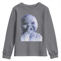 Funny Tuff Baby Giggling Meme Youth Sweatshirt Viral AI Niche Baby Holding Laugh Face - Wonder Print Shop