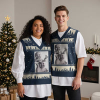 Funny Tuff Baby 67 Meme V-Neck Knit Sweater Vest Viral AI Niche Baby Six Seven Hand Gesture - Wonder Print Shop
