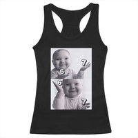 Funny Tuff Baby 67 Meme Racerback Tank Top Viral AI Niche Baby Six Seven Hand Gesture - Wonder Print Shop