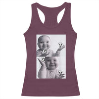 Funny Tuff Baby 67 Meme Racerback Tank Top Viral AI Niche Baby Six Seven Hand Gesture - Wonder Print Shop