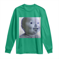 Funny Tuff Baby Side Eye Meme Long Sleeve Shirt Viral AI Niche Baby Face Reaction - Wonder Print Shop