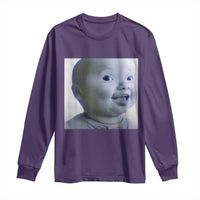 Funny Tuff Baby Side Eye Meme Long Sleeve Shirt Viral AI Niche Baby Face Reaction - Wonder Print Shop