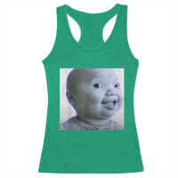 Funny Tuff Baby Side Eye Meme Racerback Tank Top Viral AI Niche Baby Face Reaction - Wonder Print Shop