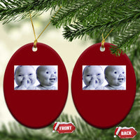 Funny Double Trouble Tuff Baby Meme Ceramic Ornament Viral AI Niche Baby Holding Laugh Duo Reaction - Wonder Print Shop