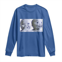Funny Double Trouble Tuff Baby Meme Long Sleeve Shirt Viral AI Niche Baby Holding Laugh Duo Reaction - Wonder Print Shop