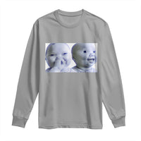 Funny Double Trouble Tuff Baby Meme Long Sleeve Shirt Viral AI Niche Baby Holding Laugh Duo Reaction - Wonder Print Shop