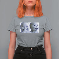 Funny Double Trouble Tuff Baby Meme T Shirt For Women Viral AI Niche Baby Holding Laugh Duo Reaction - Wonder Print Shop